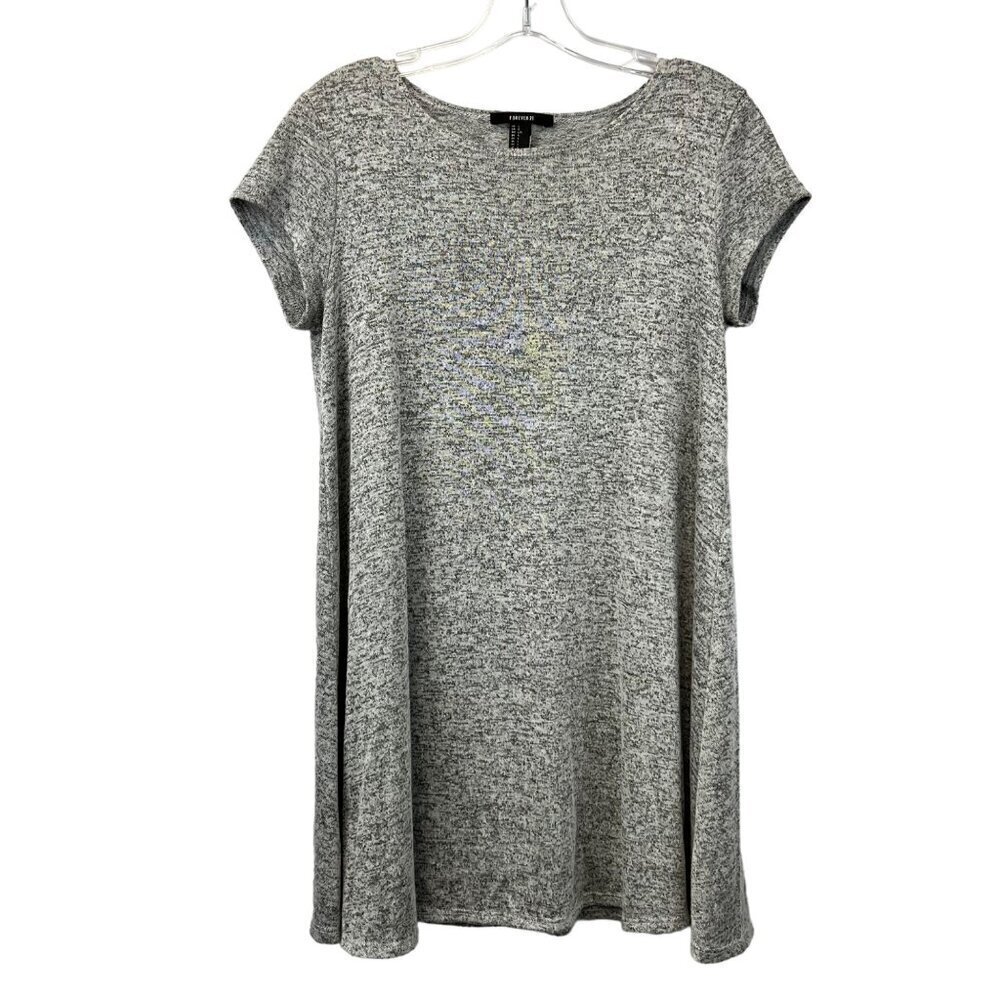 Forever 21 Womens Short Sleeve Mini Shift Dress Gray Heathered Large